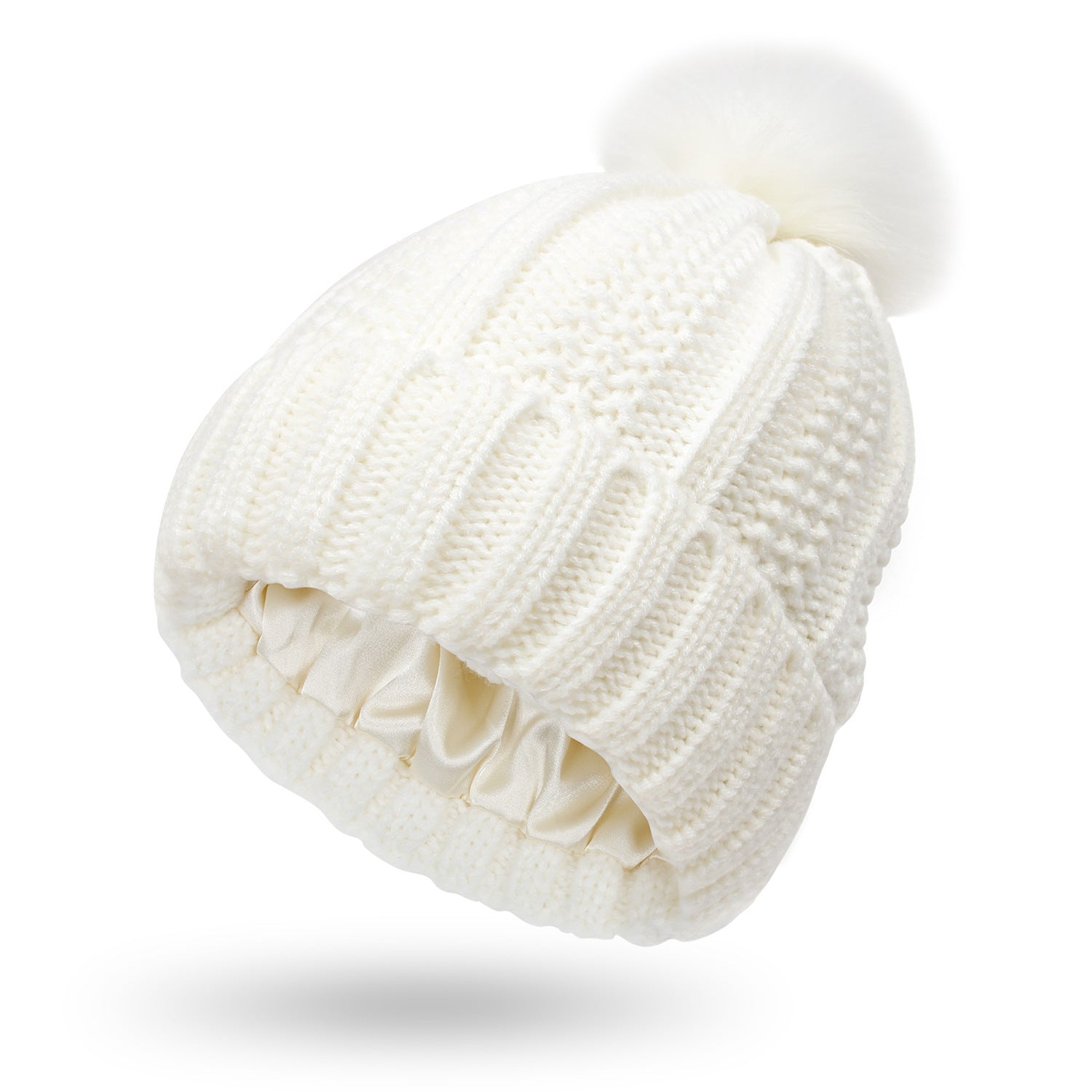 Fashion Stretchy Satin Lined Skull Knit Hats Beanie Hat For Women