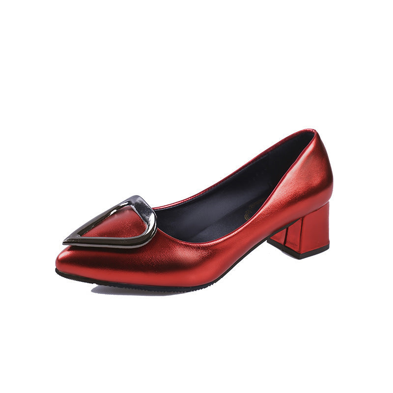 High heels casual triangular buckle shoes