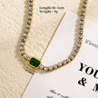 Tennis Zircon Light Luxury Emerald Stainless Steel Plated 18K Gold Necklace