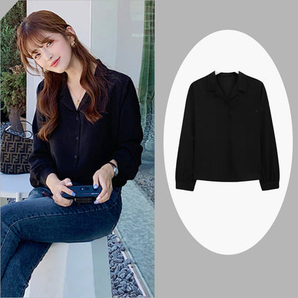 Simple temperament commuter suit collar long sleeve shirt