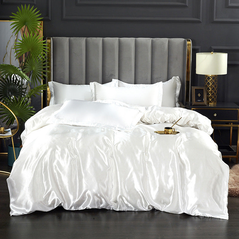 Pure Color Washed Ice Silk Quilt Cover Bedding