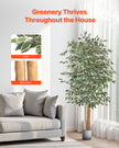 6FT Artificial Ficus Tree Tall Faux Plant With Black Pot For Indoor Decor