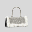 Ostrich Fur Pearl Rhinestone Bag Women's New