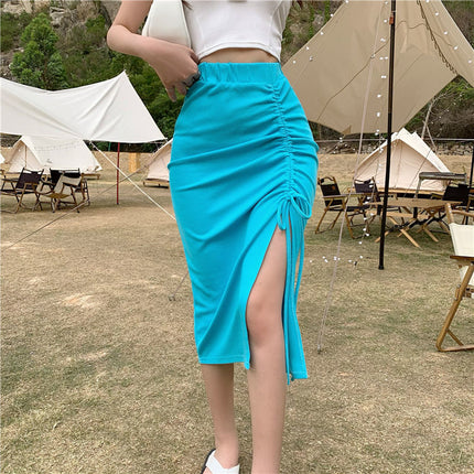 Skirt Women's Irregular Mid-length Skirt Drawstring Ruffle Hip Skirt