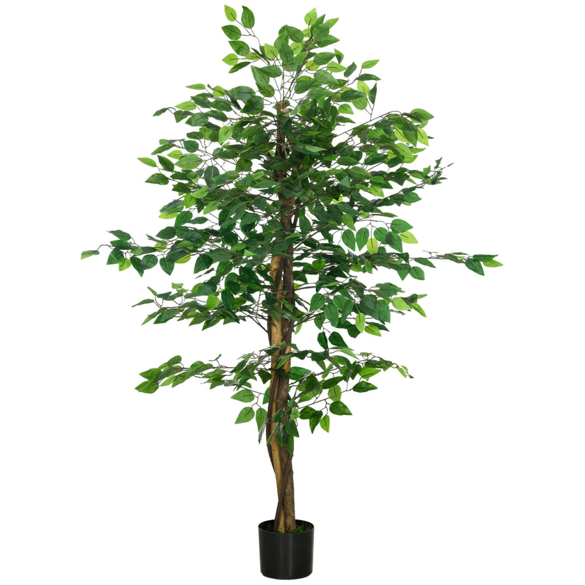 5ft Artificial Tree, Indoor Fake Ficus with Pot for Home Office Living Room Decor