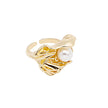 Women's European And American Shell Pleated Pearl Ring