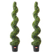 Artificial Boxwood Topiary Tree, 60 Inch Tall (2 Pieces), Spiral Faux Topiary Trees, Faux Plant W/ Extra Leaves & Pot & Small Decoration, UV Rated Greenery Set For Home Decor Indoor/Outdoor