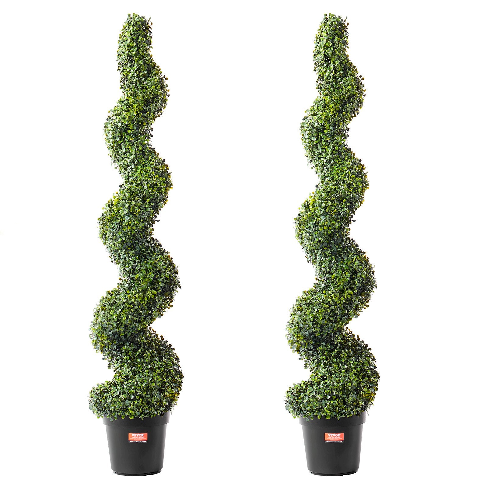 Artificial Boxwood Topiary Tree, 60 Inch Tall (2 Pieces), Spiral Faux Topiary Trees, Faux Plant W/ Extra Leaves & Pot & Small Decoration, UV Rated Greenery Set For Home Decor Indoor/Outdoor