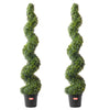 Artificial Boxwood Topiary Tree, 60 Inch Tall (2 Pieces), Spiral Faux Topiary Trees, Faux Plant W/ Extra Leaves & Pot & Small Decoration, UV Rated Greenery Set For Home Decor Indoor/Outdoor