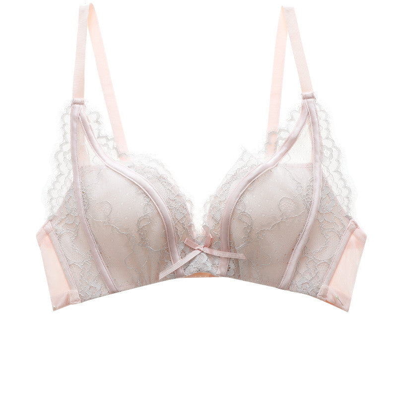 Lace small chest gathered underwear bra