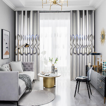 Atmospheric Simple Gray Living Room Curtain Floor-to-ceiling Window Screen Shade Shading