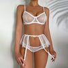 White Lace Light And Small Skirt Steel Ring Underwear Three-piece Set