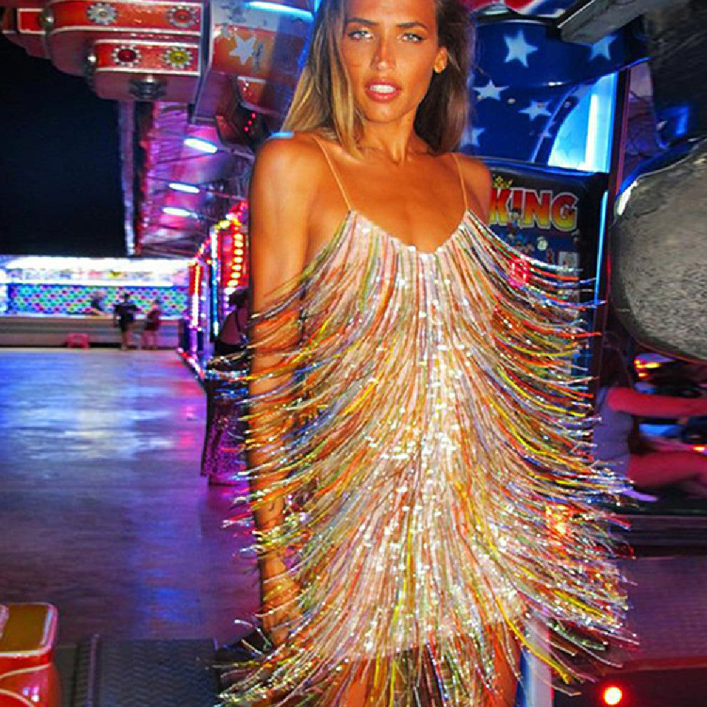 Women's Fashion Tassel Short Dress