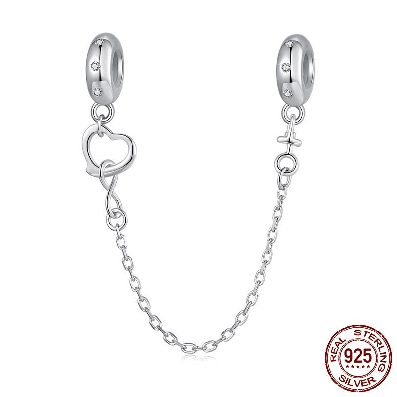 Silver Ziyun Infinite Love Silicone Safety Chain 925 Silver DIY Bracelet String Beads Sub-accessories Charm Mother's Day