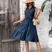 Ruffle Hem Belted Shirt Dress Maxi Vacation Beach Outfits Women