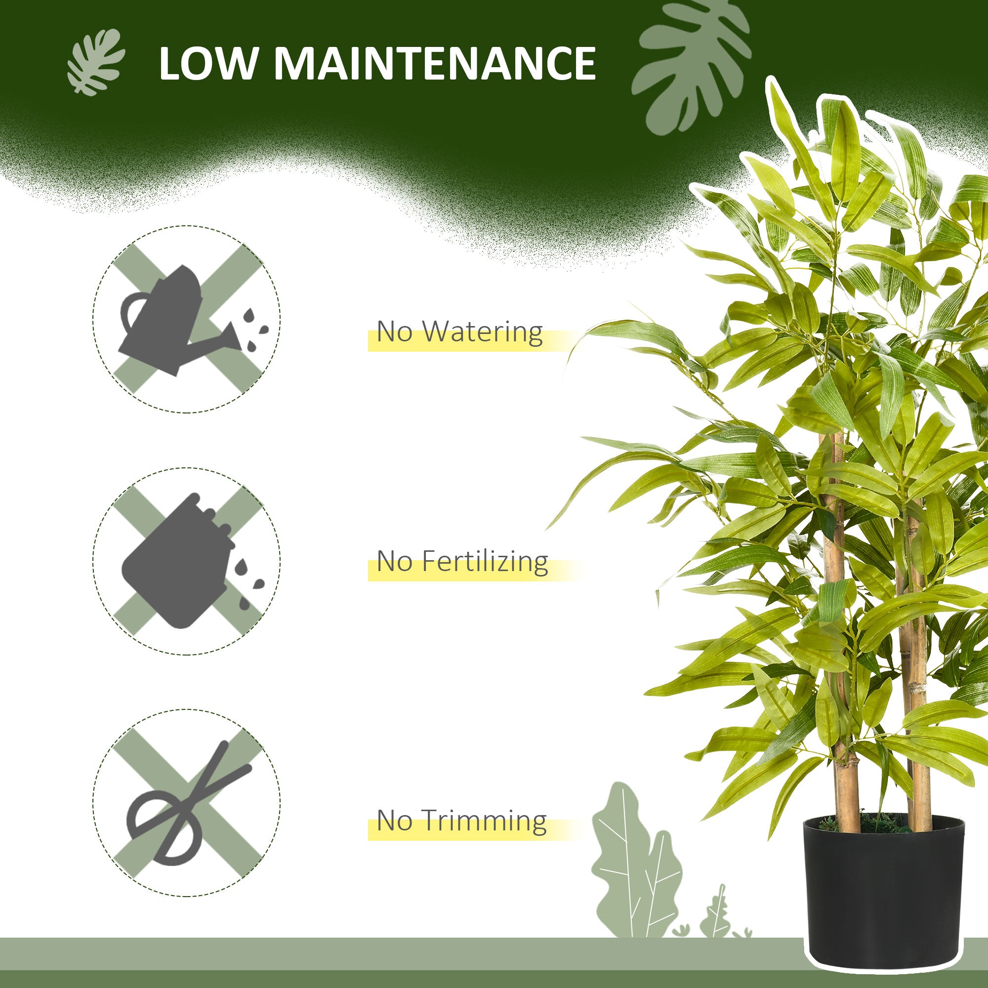 Artificial Plants Bamboo Tree In Pot Desk Fake Plants For Home Indoor Decor, 15x15x60cm, Green