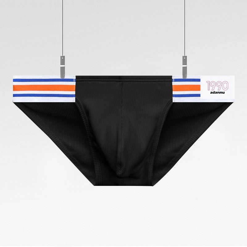 Men's Cotton Side Seam Label Low Waist Sports Hip Lifting Briefs Underwear Men