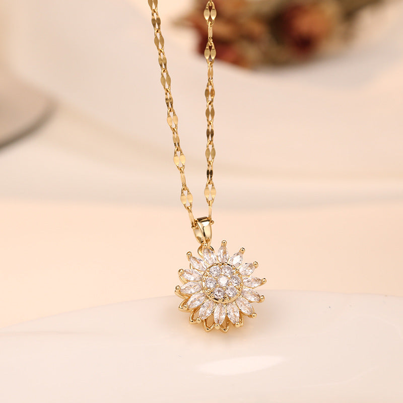 Double-layer Rotatable Sunflower SUNFLOWER Necklace