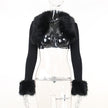 Fashion Fur Collar Knitted Short Cardigan Coat For Women