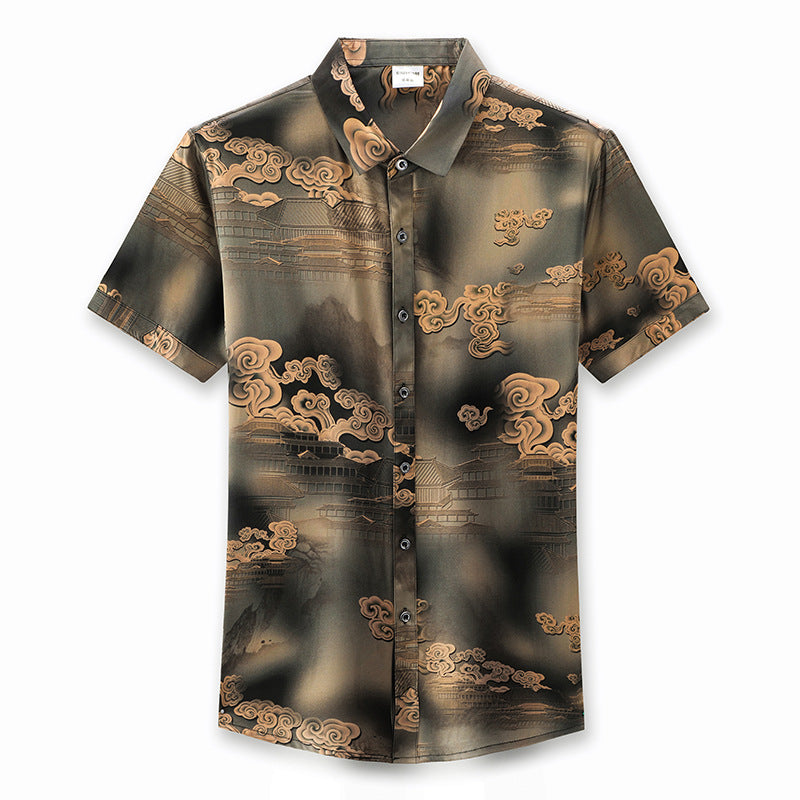 Silk Satin Shirt Short Sleeve