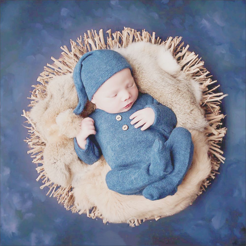 Newborn Baby Photography Props Full Sleeves Romper Outfits With Hat For Infant Toddler Studio