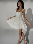 White Silver Spray Skirt Wedding Dress Dinner Suit