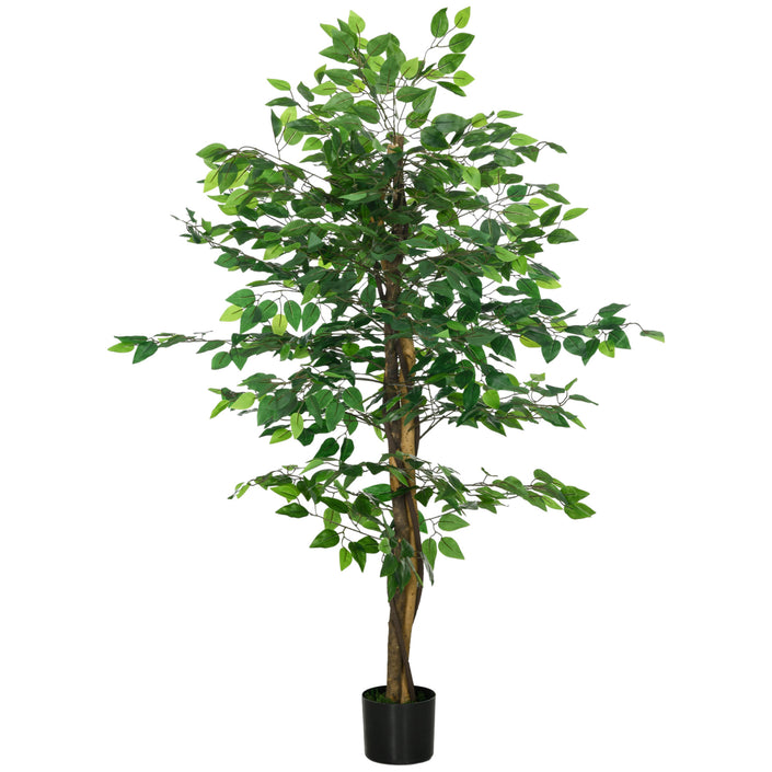 Artificial Ficus Tree, With Weighted Plant Pot - Green