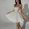 White Silver Spray Skirt Wedding Dress Dinner Suit