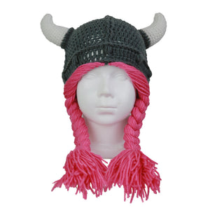 Children's Cute Funny Horn Color Winter Knitting Wig Braid Wool Children Hat