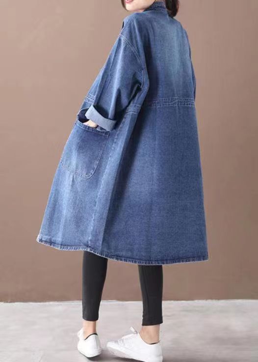 Fashionable Versatile Slimming Denim Shirt Dress Elegant Hong Kong Style Vintage Single-breasted Coat