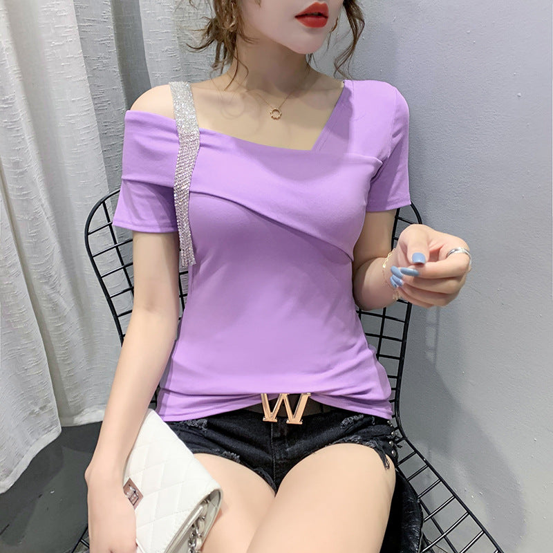 Summer Korean Slim Short Sleeve T-shirt Women