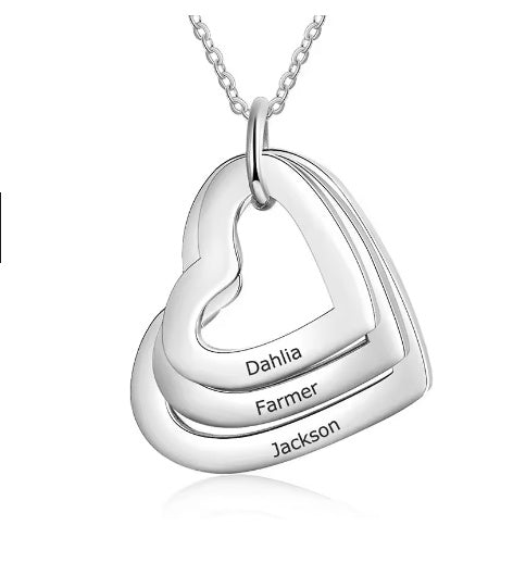 A Stainless Steel Heart-shaped Necklace Engraved With Family Personality And A Heart Shape