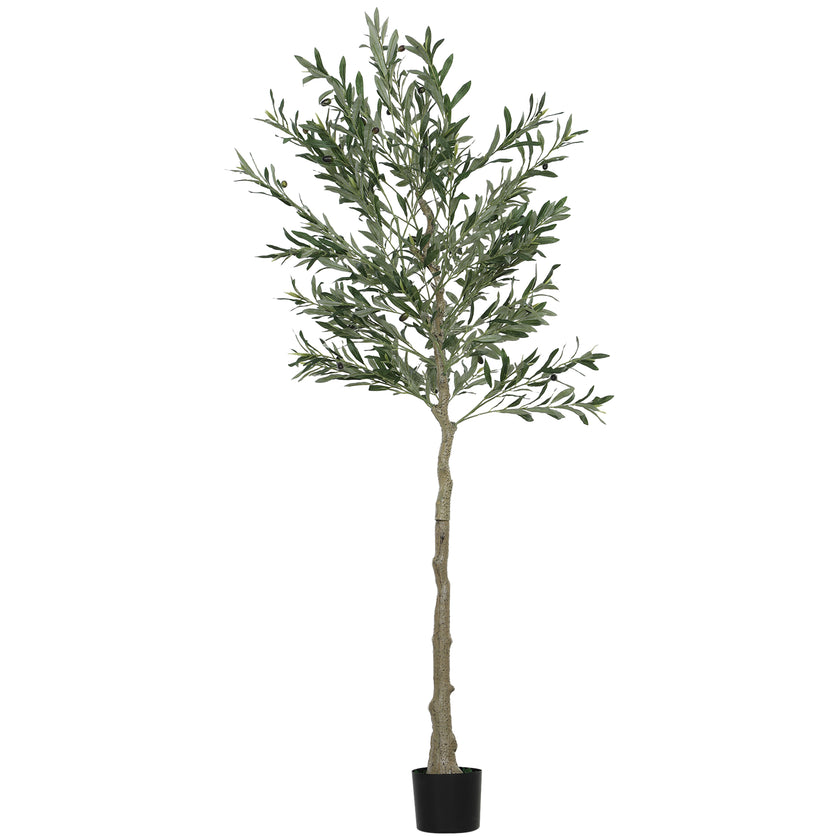 6ft Artificial Olive Tree in Pot with Silk Leaves, Fruits, Faux Tree, Indoor Fake Plant for Home, Office, Living Room