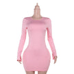 Backless Long Sleeves Beaded Dress Women
