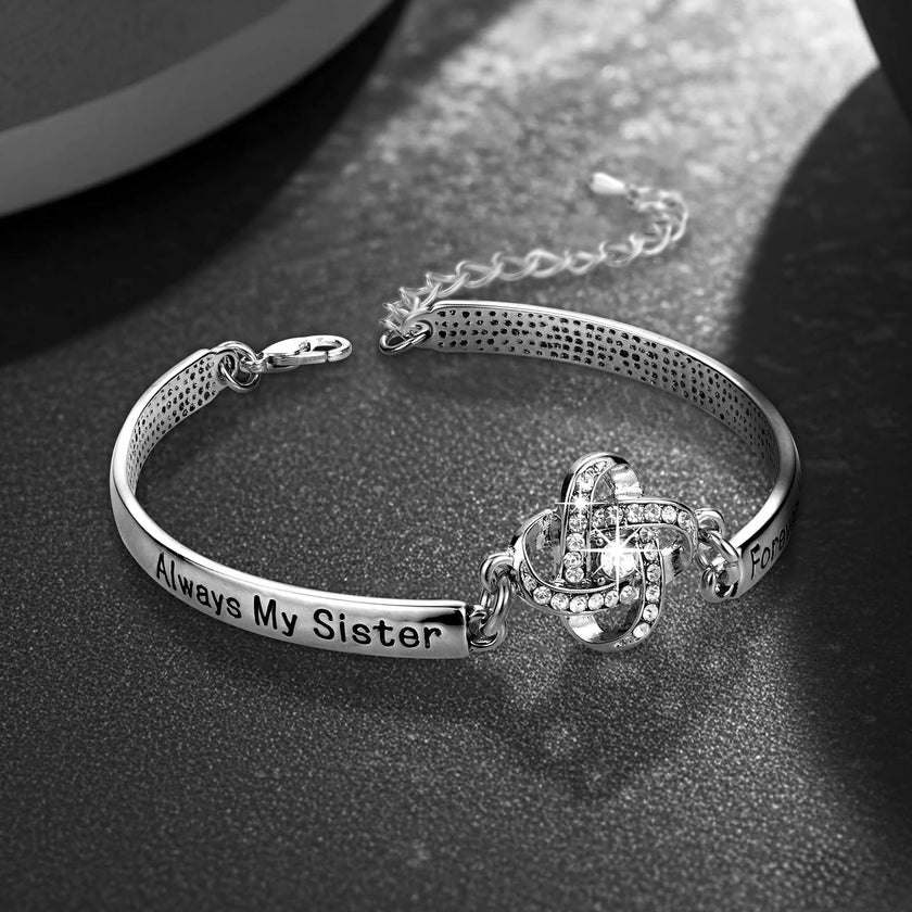 Sisters Friendship Theme Silver Bracelet