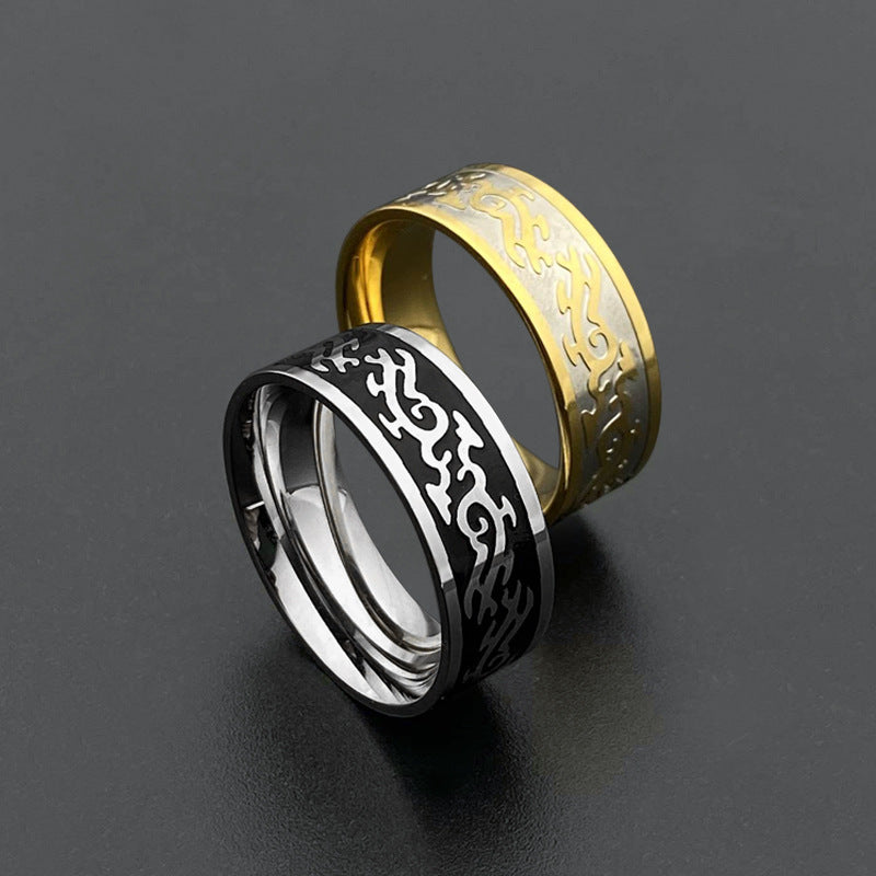 Titanium Steel European And American Style Fashionmonger Ring Domineering Dragon Pattern