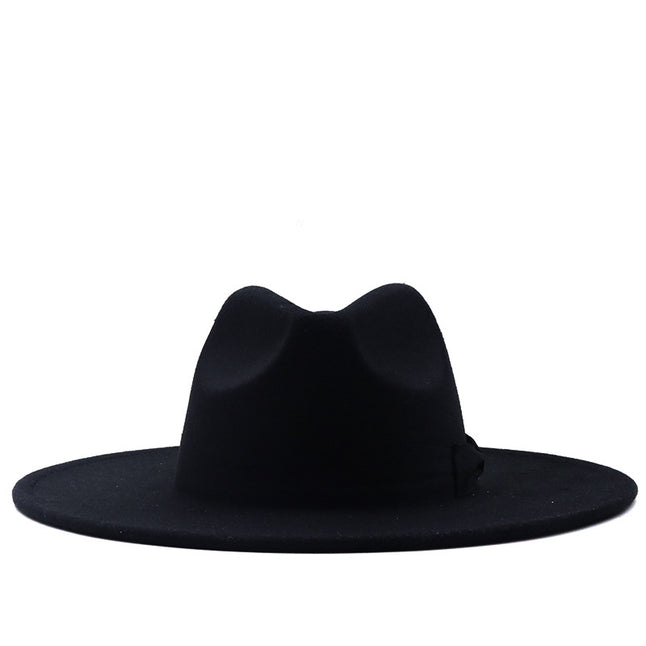 Jazz Top Hat Autumn And Winter New Men's And Women's Woolen Hats Simple Felt Big Brim Hat