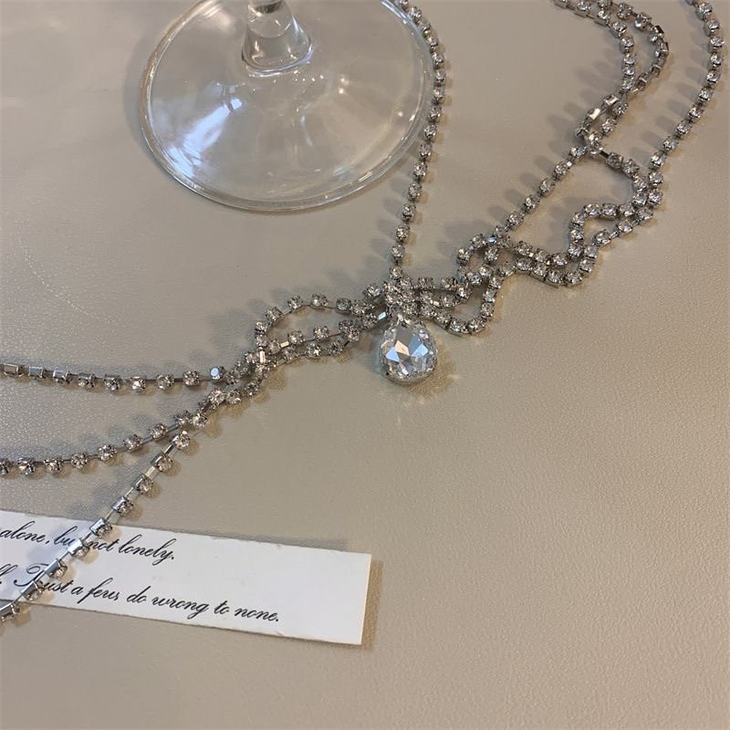 Vintage Exotic Style Rhinestone Chest Chain Necklace