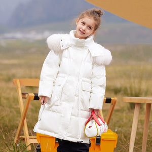 Girls' Fashion Simple Mid-length Thick Coat