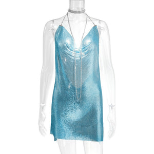 Metal Sequins Dress Rhinestone Women