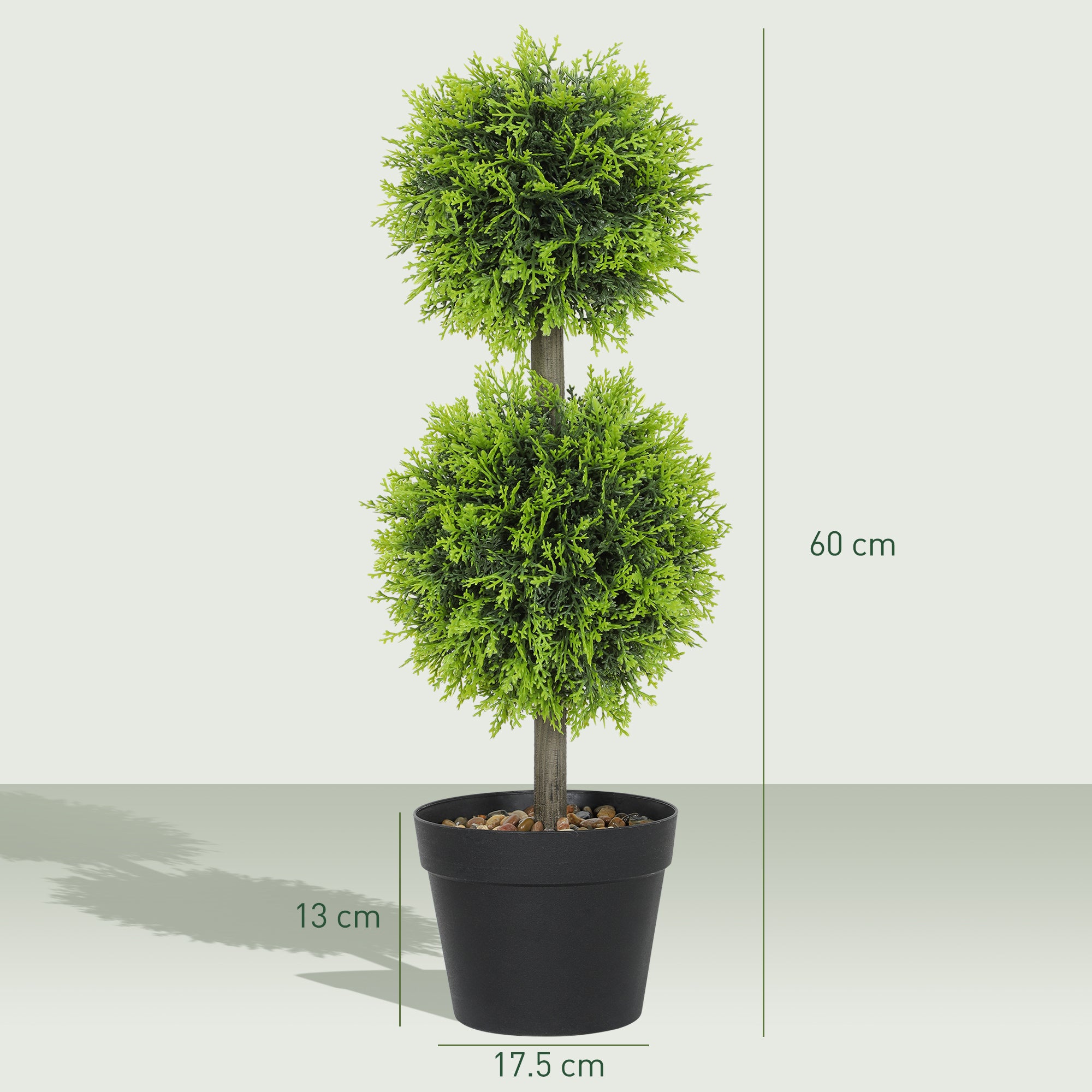 Set Of 2 Decorative Artificial Trees, Topiary Ball-shaped Boxwood Trees In Pot, Fake Plants For Home Indoor Outdoor Decor, 60cm, 2 Tree Balls