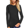 Women's Solid Color Stretch Slim Fit Pullover Round Neck T-shirt