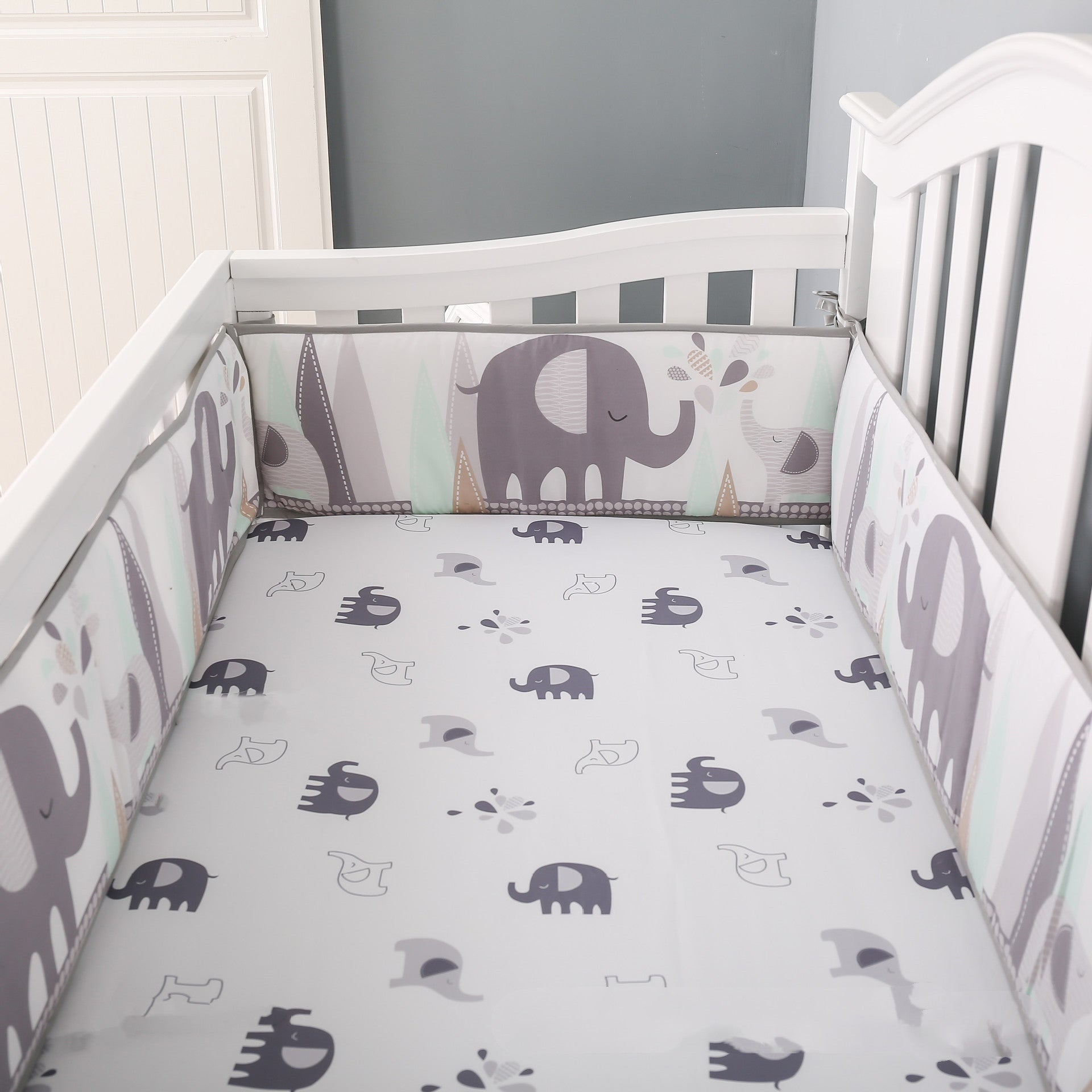 Bed Fence Fitted Sheet Bed baby bedding 7pcs set cotton newborn kids bedding set