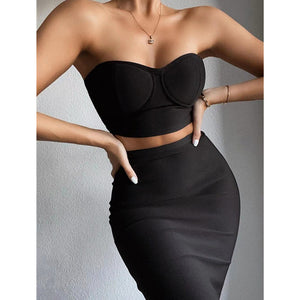 Women's Fashion Top Skirt Two Piece Set