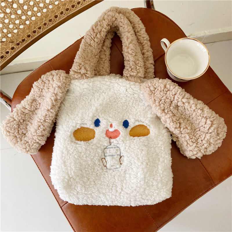 New Style Plush Dog Ear Handbag Female Cute Cartoon