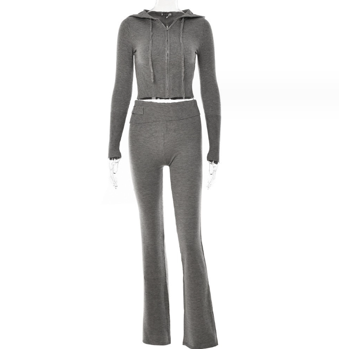 Hoodie Suit Women Leisure Sexy Zip Long Sleeve Sweater