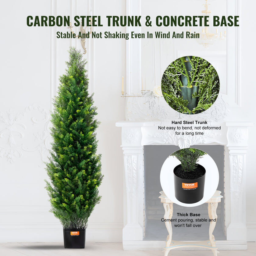 2 Pack 4' Artificial Cedar Topiary Tree Faux Plant UV Decor In/Outdoor