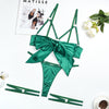 Summer Women's Clothing Bow Suspenders Underwear Three-piece Set