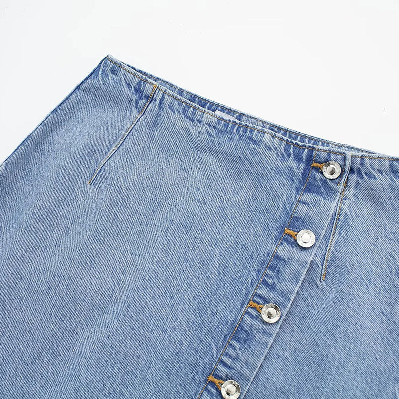 Summer Fashion High Waist A- Line Split Denim Skirt For Women