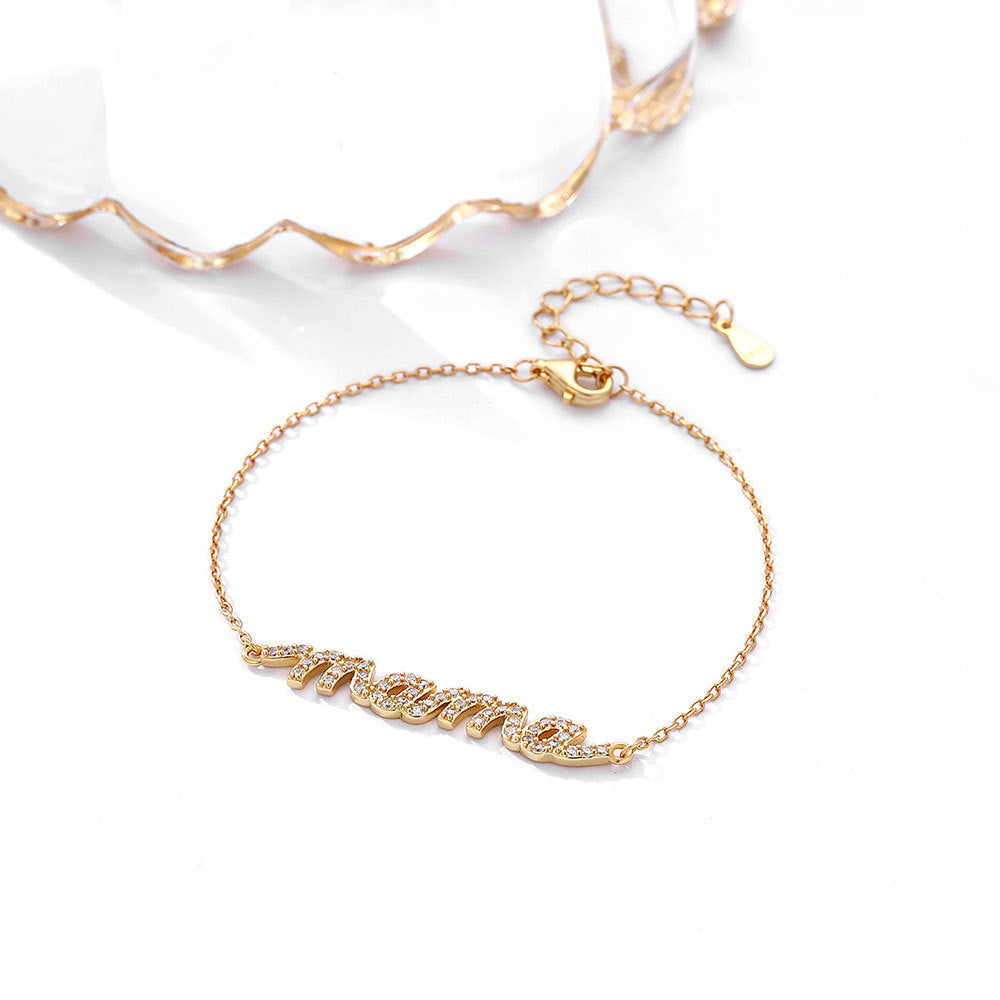 S925 Sterling Silver Diamond Letters Mama Bracelet